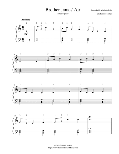 Brother James' Air - for easy piano (arr. Samuel Stokes)