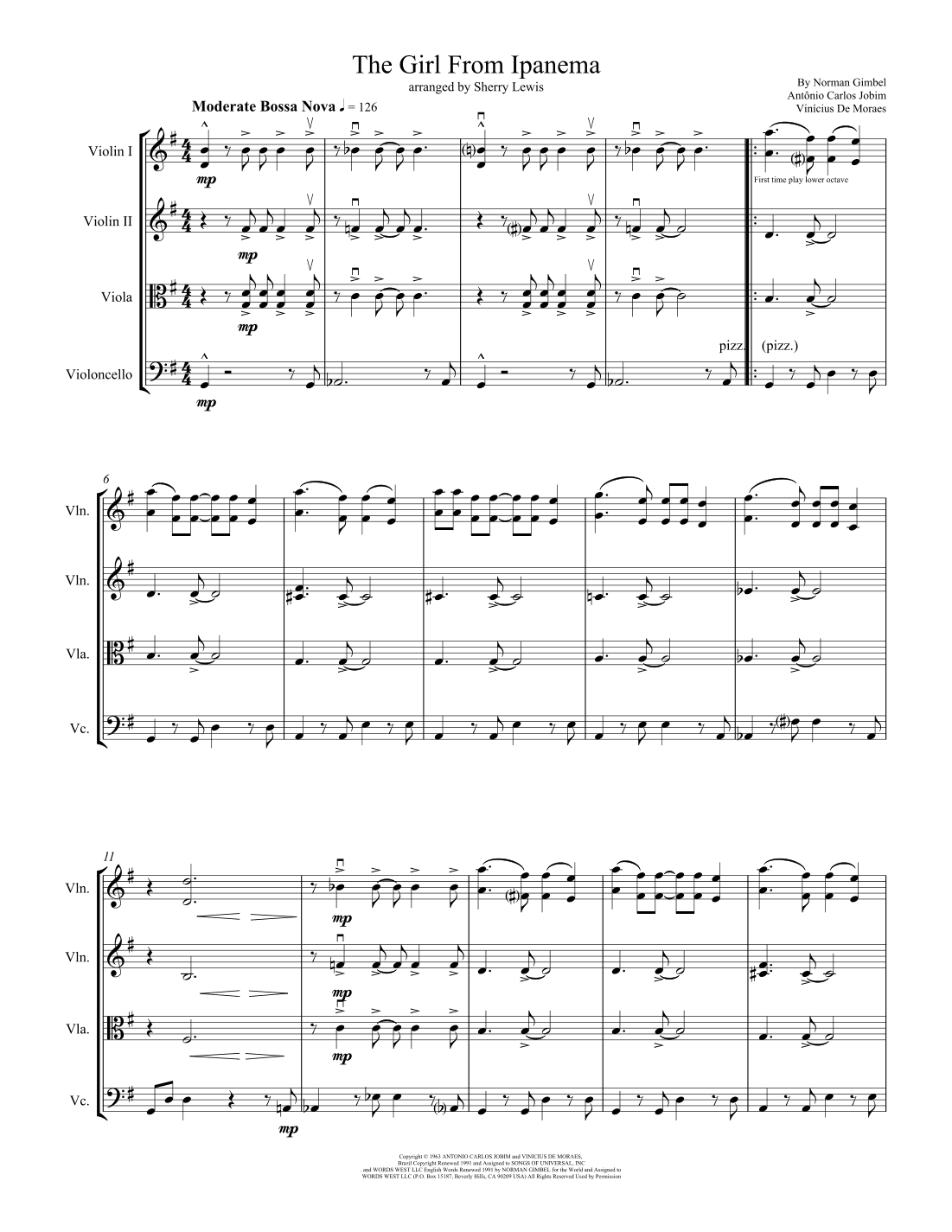 The Girl From Ipanema (garôta De Ipanema) (arr. Sherry Lewis)