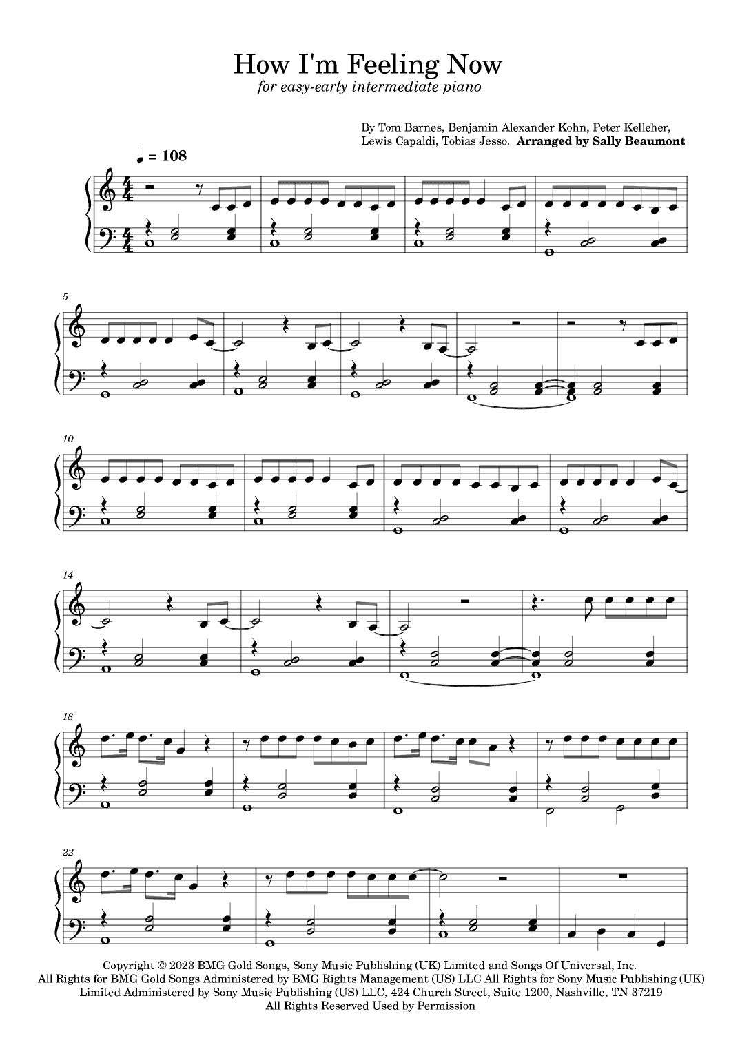 How I'm Feeling Now (arr. Sally Beaumont)