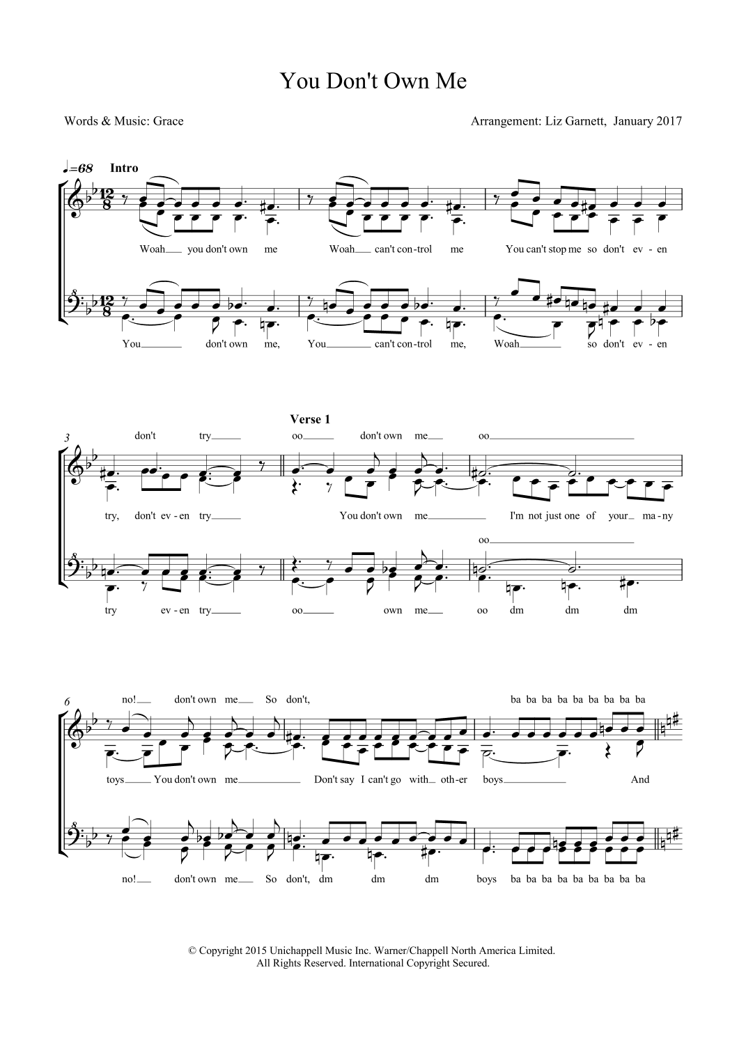 You Don't Own Me (arr. Liz Garnett)