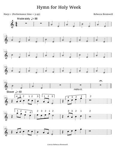 "Hymn for Holy Week" Harp 1 Part - Score Only