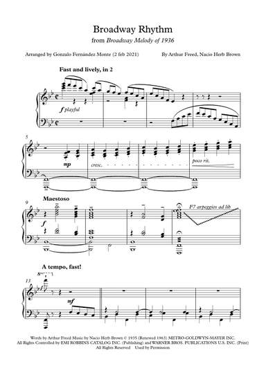 Broadway Rhythm (arr. Gonzalo Fernández Monte)