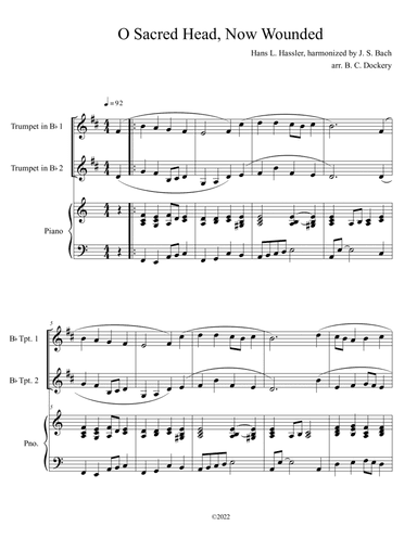 O Sacred Head, Now Wounded (Trumpet Duet with Piano Accompaniment) (arr. B. C. Dockery)