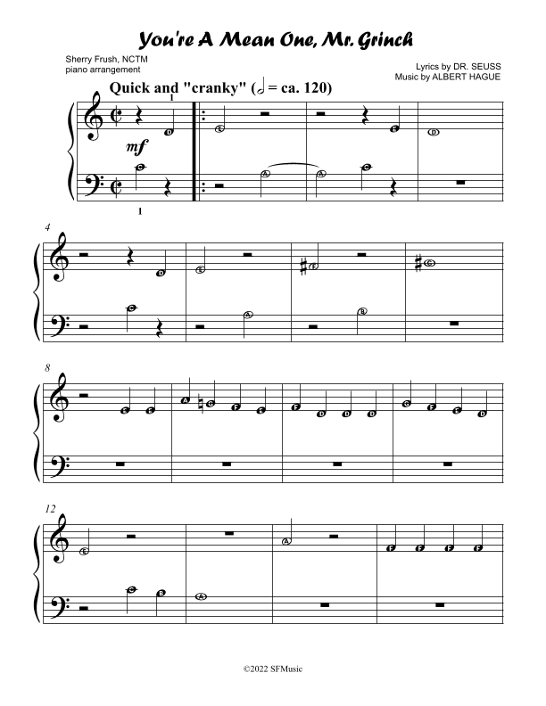 You're A Mean One, Mr. Grinch (arr. Sherry Frush, NCTM)