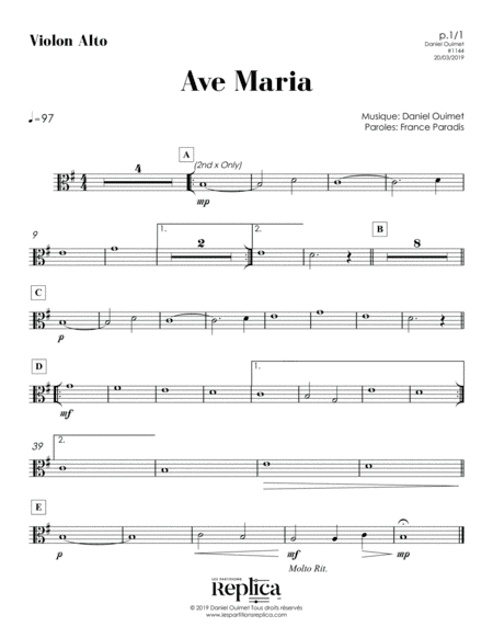 AVE MARIA - VIOLON ALTO part
