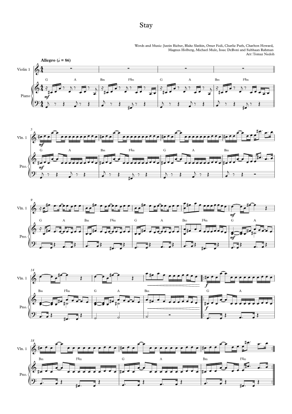 Stay (arr. Tomaž Nedoh)