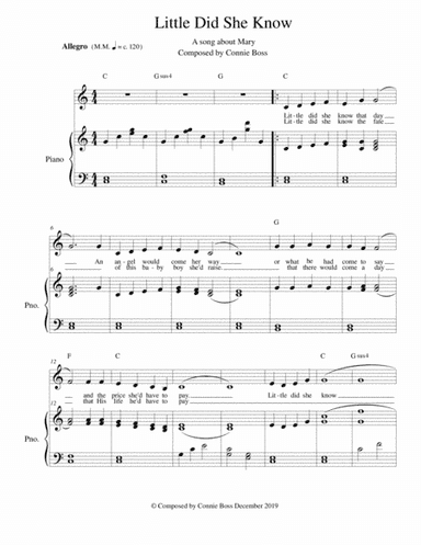 Little Did She Know - Mary -  vocal solo and piano