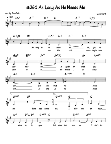 As Long As He Needs Me (arr. John Fries)