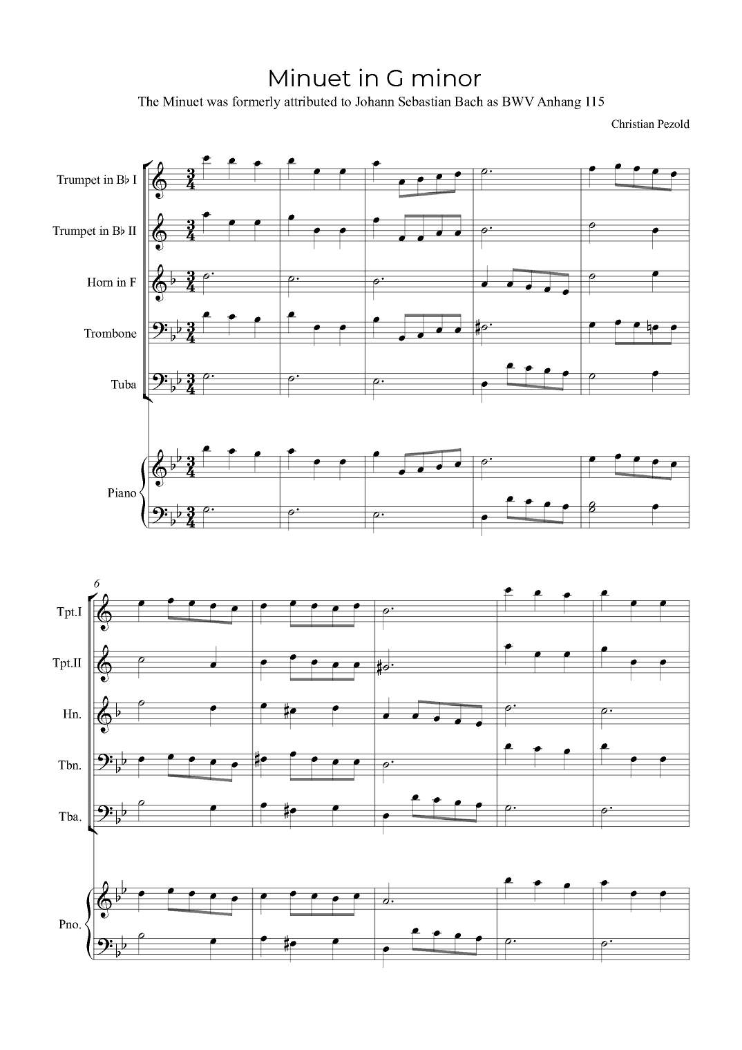 Minuet In G minor (with piano) (arr. Alex Nunes Rodrigues)