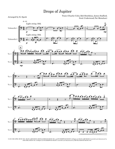 Drops Of Jupiter (tell Me) (arr. K. Speck)