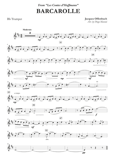 Offenbach's Barcarolle for Trumpet and Piano (arr. Diego Marani)