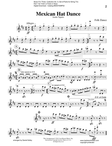Mexican Hat Dance ~ Jarabe Tapatio for String Trio (or Wind Trio) (arr. Last Resort Music Publishing)