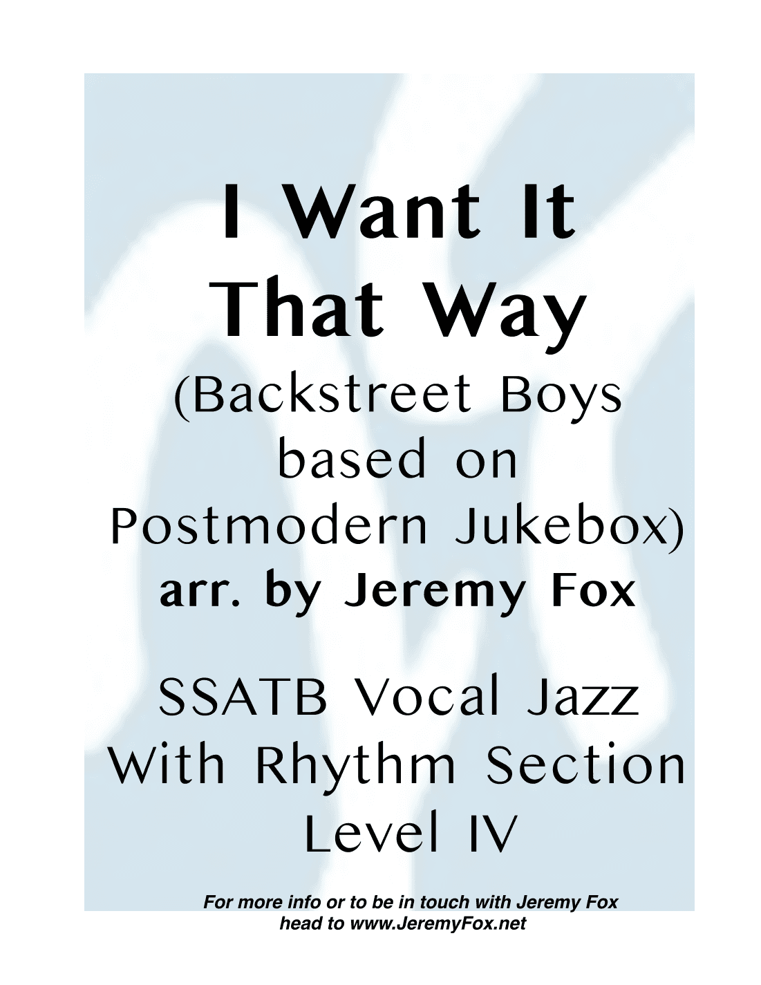 I Want It That Way (arr. Jeremy Fox)