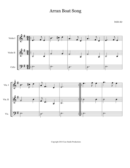 Easy Celtic Pieces For String Trio (arr. Case Studio Productions)