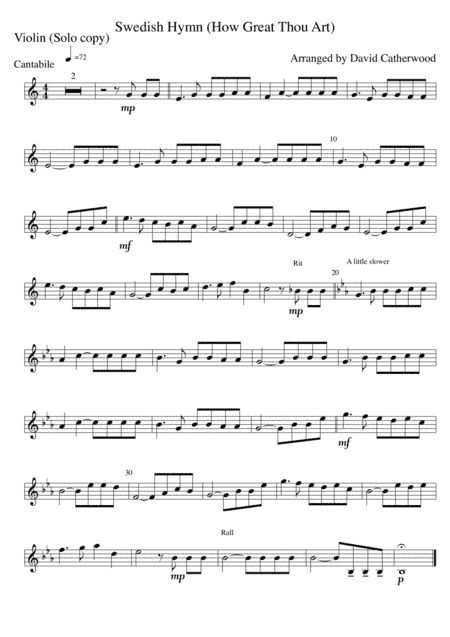 Swedish Hymn (How Great Thou Art) arr. for Flexible Church instrumental group by David Catherwood (arr. David Catherwood)