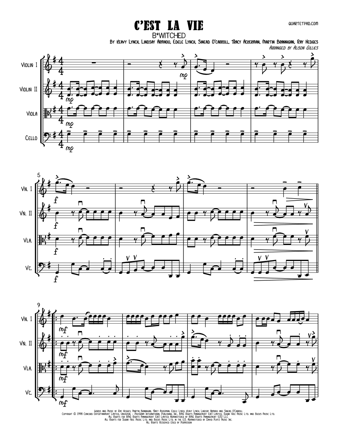 C'est La Vie (arr. Alison Gillies)