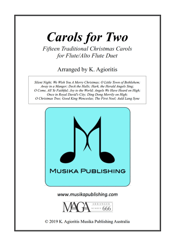 Carols for Two - Fifteen Traditional Carols for Flute and Alto Flute Duet (arr. Kate Agioritis)