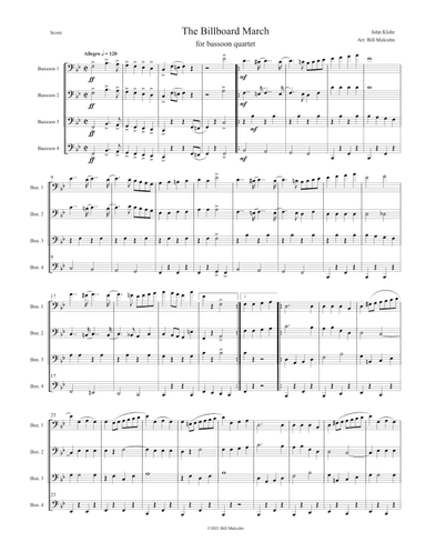 Billboard March for bassoon quartet (arr. Bill Malcolm)
