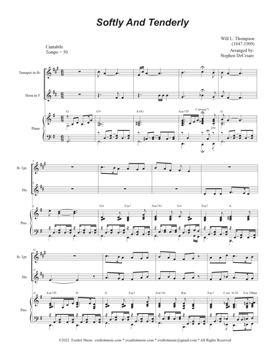 Softly And Tenderly (Duet for Bb-Trumpet and French Horn) (arr. Stephen DeCesare)