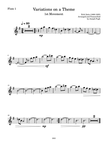 Gymnopedies / Variations On A Theme(Flute Duet) (arr. Joseph Pugh)