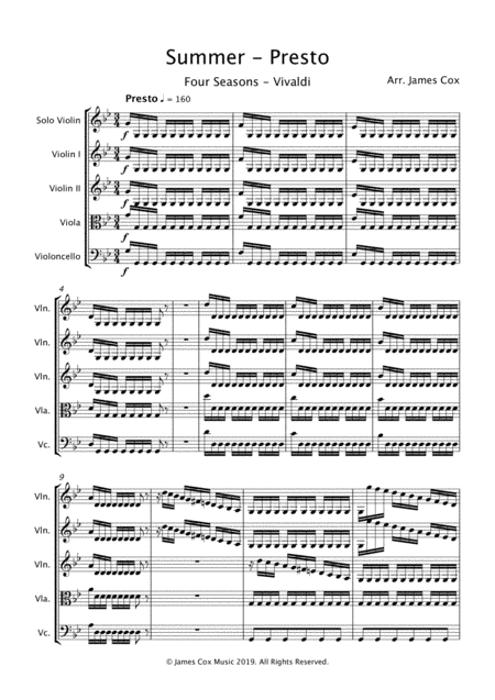Summer (Four Seasons) - String Quartet (arr. James Cox)
