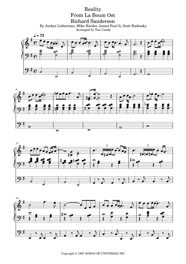 Reality (arr. Tan Candy)