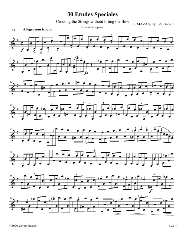 Mazas 75 Melodious & Progressive Studies Op 36, Book 1, No.11 (arr. String Masters)