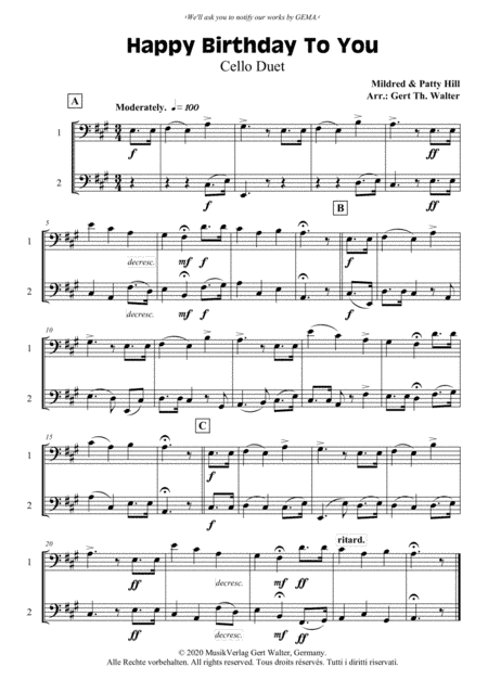 Happy Birthday To You (arr. Gert Th. Walter)