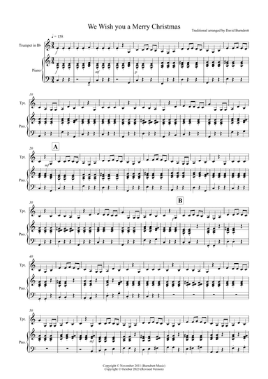 We Wish You a Merry Christmas for Trumpet and Piano (arr. David Burndrett)