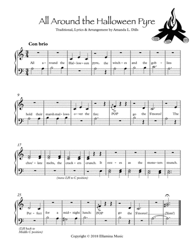 All Around the Halloween Pyre (Halloween arrangement for Easy Piano) (arr. Amanda Dills)