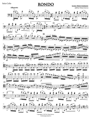 Rondo in-c-dur,  op. 284 for Cello Solo & Strings (arr. Elena Ionova)