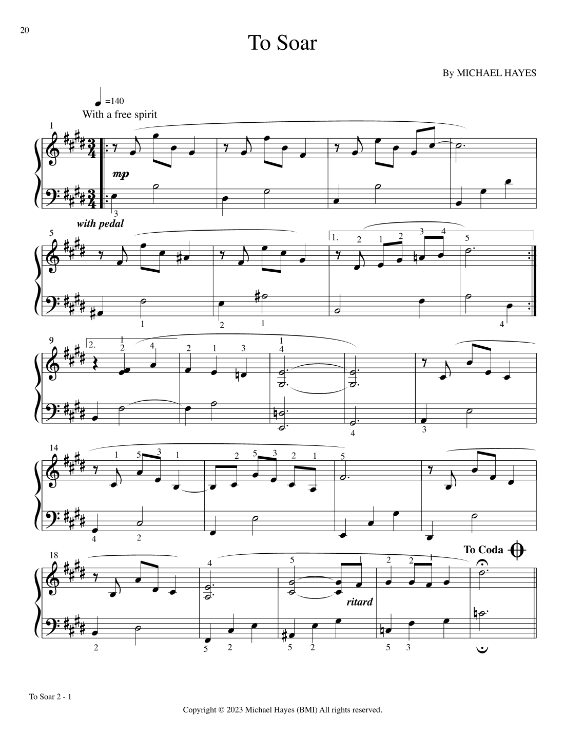 To Soar - From 24 Short Piano Pieces in All Keys