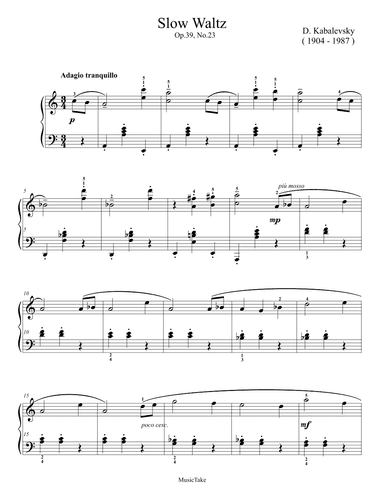 Kabalevsky Slow Waltz (arr. Ben Choupak)