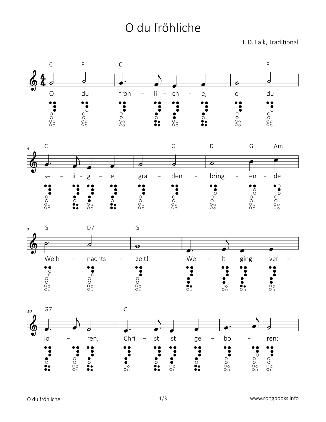 O du fröhliche (arr. songbooks.info)