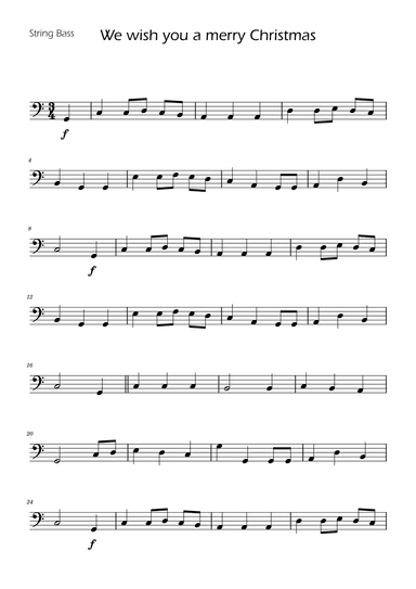 We Wish You a Merry Christmas - String Bass w/ Piano (arr. Ygor Nunes)