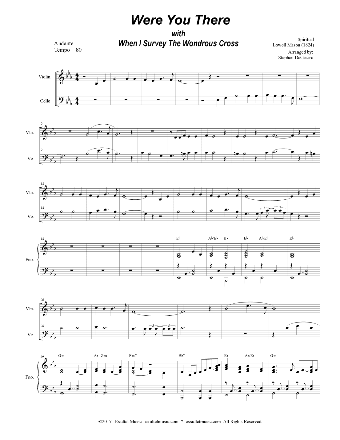 Were You There (with "When I Survey The Wondrous Cross") (Duet for Violin & Cello) (arr. Stephen DeCesare)