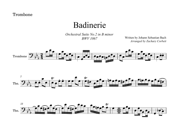 Badinerie BWV 1067 (arr. Zachary Corbett)