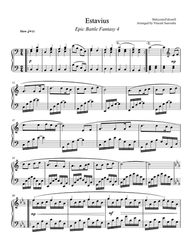 Estavius (Solo Piano) (arr. Vincent Saavedra)