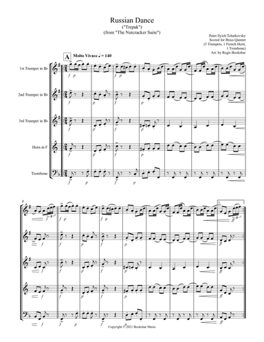 Russian Dance ("Trepak") (from "The Nutcracker Suite") (F) (Brass Quintet - 3 Trp, 1 Hrn, 1 Trb) (arr. Regis Bookshar)