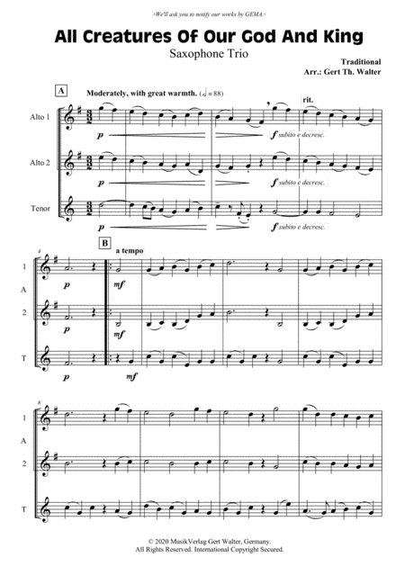 All Creatures Of Our God And King (arr. Gert Th. Walter)