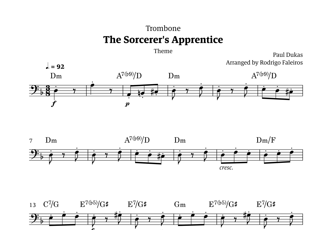 The Sorcerer's Apprentice theme (arr. Rodrigo Faleiros)
