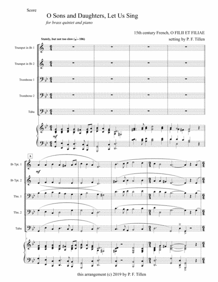 O Sons and Daughters, Let Us Sing - Brass and Piano (arr. PFTMusic)