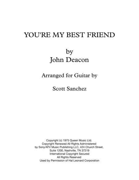 You're My Best Friend (arr. Scott Sanchez)
