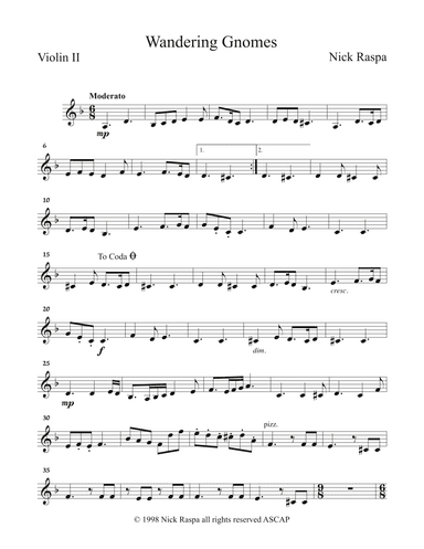 Wandering Gnomes (Violin II part)