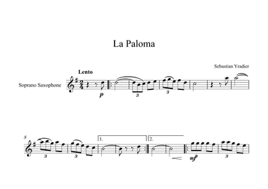 La Paloma - Sebastian Yradier (Soprano Sax) (arr. Digital Book Music)