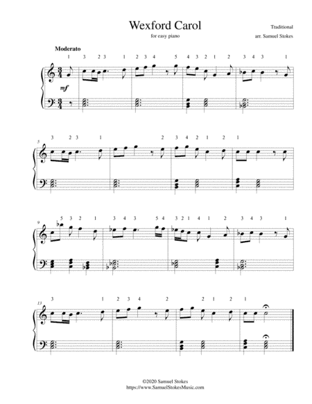 Wexford Carol - for easy piano (arr. Samuel Stokes)