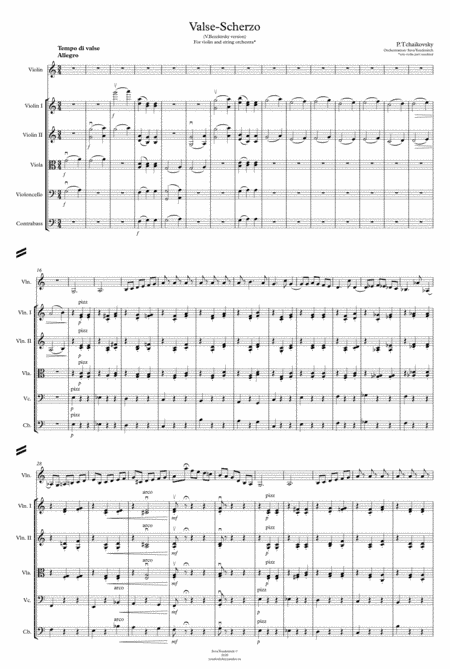 P.Tchaikovsky "Valse-Scherzo" for Violin and string orchestra (arr. Seva Youdenitch)