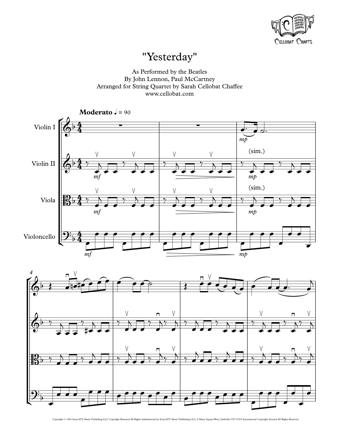 Yesterday (arr. Sarah Cellobat Chaffee)