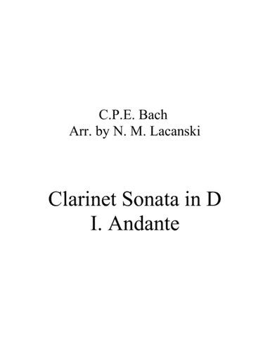 Sonata in D for Clarinet and String Quartet I. Andante (arr. Nick Lacanski)