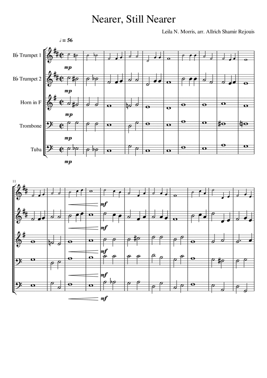 Nearer, Still Nearer (arr. Allrich Shamir Rejouis)